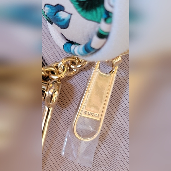 NEW GUCCI OPHIDIA HEART SHAPED FLORAL KEY CASE COIN PURSE GOLD HW - Picture 5 of 16